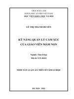 Tóm tắt luận án: Kỹ năng quản lý cảm xúc của giáo viên mầm non.