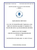 Các yếu tố ảnh hưởng đến ý định mua sắm trên sàn thương mại điện tử shopee của người tiêu dùng tại thành phố hồ chí minh 