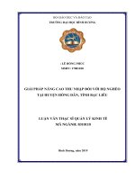 GIẢI PHÁP NÂNG CAO THU NHẬP đối với hộ NGHÈO tại HUYỆN HỒNG dân, TỈNH bạc LIÊU  