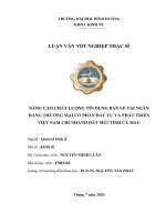 NÂNG CAO CHẤT LƯỢNG tín DỤNG bán lẻ tại NGÂN HÀNG THƯƠNG mại cổ PHẦN đầu tư và PHÁT TRIỂN VIỆT NAM CHI NHÁNH đất mũi TỈNH cà MAU 