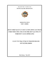 HOÀN THIỆN QUẢN lý CHẤT LƯỢNG DÒNG sản PHẨM SVR10 THEO TIÊU CHUẨN ISO 90012015 tại CÔNG TY TNHH MTV CAO SU BÌNH LONG 