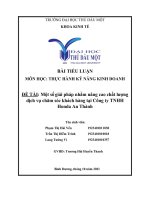 TIỂU LUẬN THỰC HÀNH KỸ NĂNG KINH DOANH MỘT SỐ GIẢI PHÁP NHẰM NÂNG CAO CHẤT LƯỢNG DỊCH VỤ CHĂM SÓC KHÁCH HÀNG TẠI CÔNG TY TNHH HONDA AN THÀNH