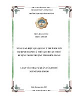 NÂNG CAO HIỆU QUẢ QUẢN lý THUẾ đối với hộ KINH DOANH cá THỂ tại CHI cục THUẾ HUYỆN u MINH THƯỢNG TỈNH KIÊN GIANG 