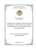 GIẢI PHÁP NÂNG CAO HIỆU QUẢ tín DỤNG đối với KHÁCH HÀNG cá NHÂN tại NGÂN HÀNG THƯƠNG mại cổ PHẦN đầu tư và PHÁT TRIỂN VIỆT NAM   CHI NHÁNH bạc LIÊU 