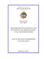 MỘT số BIỆN PHÁP TĂNG CƯỜNG QUẢN lý CHI NGÂN SÁCH NHÀ nước TRÊN địa bàn HUYỆN củ CHI   THÀNH PHỐ hồ CHÍ MINH 