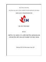 Những tác động của môi trường kinh doanh lên doanh nghiệp TH true MILK