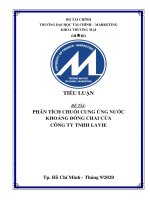 TIỂU LUẬN PHÂN TÍCH CHUỖI CUNG ỨNG NƯỚC  KHOÁNG ĐÓNG CHAI CỦACÔNG TY TNHH LAVIE