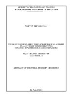 Tóm tắt tiếng anh: Nghiên cứu tổng hợp, cấu trúc và khảo sát hoạt tính sinh học của một số hợp chất chứa dị vòng Benzothiazol.