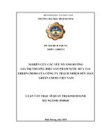 NGHIÊN cứu các yếu tố ẢNH HƯỞNG GIÁ TRỊ THƯƠNG HIỆU sản PHẨM nước rửa TAY GREEN CROSS của CÔNG TY TNHH GREEN CROSS VIỆT NAM 