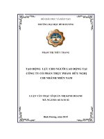 TẠO ĐỘNG lực CHO NGƯỜI LAO ĐỘNG tại CÔNG TY cổ PHẦN THỰC PHẨM hữu NGHỊ CHI NHÁNH MIỀN NAM 