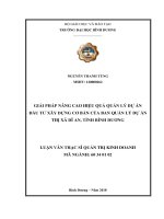 GIẢI PHÁP NÂNG CAO HIỆU QUẢ QUẢN lý dự án đầu xây DỰNG cơ bản của BAN QUẢN lý dự án THỊ xã dĩ AN, TỈNH BÌNH DƯƠNG 
