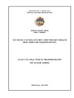 XÂY DỰNG văn hóa tổ CHỨC CHO VIỆN QUY HOẠCH PHÁT TRIỂN đô THỊ BÌNH DƯƠNG 