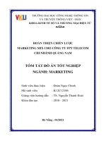 Tóm tắt Đồ án tốt nghiệp Marketing: Hoàn thiện chiến lược marketing mix cho công ty FPT telecom chi nhánh Quảng Nam
