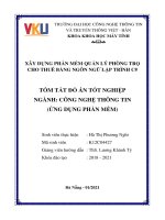 Tóm tắt Đồ án tốt nghiệp Công nghệ thông tin: Xây dựng phần mềm quản lý phòng trọ cho thuê bằng ngôn ngữ lập trình C#