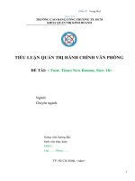 TIỂU LUẬN QUẢN TRỊ HÀNH CHÍNH văn PHÒNG đề tài  font times new roman, size 18 