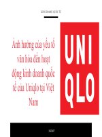 Ảnh hưởng của yếu tố văn hóa đến hoạt động kinh doanh quốc tế của uniqlo tại việt nam 