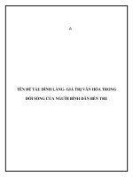ĐÌNH LÀNG GIÁ TRỊ VĂN HÓA TRONG ĐỜI SỐNG CỦA NGƯỜI BÌNH DÂN BẾN TRE
