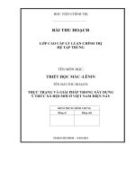 TIỂU LUẬN TRIẾT học CAO cấp CHÍNH TRỊ   thực trạng và giải pháp trong xây dựng ý thức xã hội mới ở việt nam hiện nay