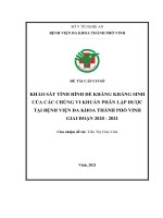 KHẢO SÁT TÌNH HÌNH ĐỀ KHÁNG KHÁNG SINH CỦA CÁC CHỦNG VI KHUẨN PHÂN LẬP ĐƯỢC TẠI BỆNH VIỆN