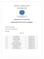 BUỔI THẢO LUẬN THỨ NHẤT KHÁI QUÁT về LUẬT LAO ĐỘNG 