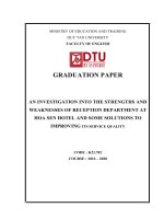 AN INVESTIGATION INTO THE STRENGTHS AND  WEAKNESSES OF RECEPTION DEPARTMENT AT HOA SEN HOTEL AND SOME SOLUTIONS TO IMPROVING ITS SERVICE QUALITY
