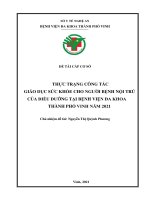 THỰC TRẠNG CÔNG TÁC  GIÁO DỤC SỨC KHỎE CHO NGƯỜI BỆNH NỘI TRÚ CỦA ĐIỀU DƯỠNG