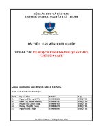 TIỂU LUẬN KHỞI NGHIỆP KẾ HOẠCH KINH DOANH QUÁN CAFÉ CHÚ LÙN CAFÉ