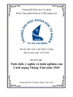 Tính chất, ý nghĩa và kinh nghiệm của cách mạng tháng tám năm 1945 