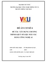ĐỒ ÁN CƠ SỞ 4 ĐỀ TÀI:  XÂY DỰNG  CHƯƠNG TRÌNH GỢI Ý SỐ LIỆU MÀU SẮC BẰNG CÔNG NGHỆ AI.  TS. TRẦN THẾ SƠN