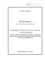 TIỂU LUẬN xây DỰNG ĐẢNG   CAO cấp CHÍNH TRỊ   nâng cao chất lượng công tác dân vận đối với việc xây dựng nông thôn mới trên địa bàn huyện xuân lộc, tỉnh đồng nai