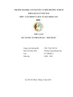 TIỂU LUẬN dự án đầu tư KHÁCH sạn – NHÀ HÀNG 