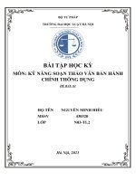 TÌNH HUỐNG MÔN KĨ NĂM SOẠN THẢO VĂN BẢN HÀNH CHÍNH THÔNG DỤNG VỀ LẬP VĂN BẢN GHI NHẬN VỤ VIỆC