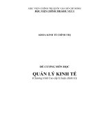 ĐỀ CƯƠNG MÔN HỌC: QUẢN LÝ KINH TẾ (Chương trình Cao cấp lý luận chính trị)