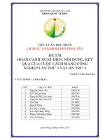 Tiểu luận học phần lịch sử văn minh phương tây hoàn cảnh xuất hiện, nội dung, kết quả của cuộc cách mạng công nghiệp lần thứ 3 và lần thứ 4 