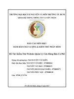 BÁO CÁO MÔN HỌC ĐẢM BẢO CHẤT LƯỢNG & KIỂM THỬ PHẦN MỀM   Đề Tài: Kiểm Thử Website Quản Lý Cửa Hàng Bán Cà Phê