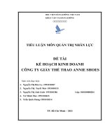 TIỂU LUẬN môn QUẢN TRỊ NHÂN lực đề tài kế HOẠCH KINH DOANH CÔNG TY GIÀY THỂ THAO ANNIE SHOES