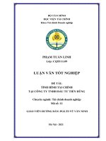Tình hình tài chính của công ty trách nhiệm hữu hạn đầu tư tiến dũng luận văn tốt nghiệp  chuyên ngành tài chính doanh nghiệp 