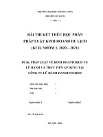 PHÁP LUẬT VỀ KINH DOANH DỊCH VỤ LỮ HÀNH VÀ THỰC TIỄN ÁP DỤNG TẠI CÔNG TY LỮ HÀNH HANOITOURIST