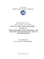 PHÂN TÍCH CHIẾN lược MARKETING – MIX CHO nước SUỐI AQUAFINA của CÔNG TY SUNTORY PEPSICO