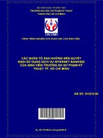 (Đề tài NCKH) nghiên cứu các yếu tố ảnh hưởng đến quyết định sử dụng dịch vụ internet banking của trường đại học sư phạm kỹ TPHCM 