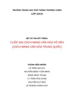 ĐỀ tài THUYẾT TRÌNH CUỘC đại CÁCH MẠNG văn hóa vô sản (CÁCH MẠNG văn hóa TRUNG QUỐC) 