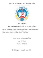 Trình bày lý luận của chủ nghĩa mác lênin về sản xuất hàng hoá và liên hệ với thực tiễn ở việt nam 