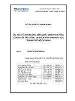 CÁC yếu tố ẢNH HƯỞNG đến QUYẾT ĐỊNH MUA HÀNG của NGƯỜI TIÊU DÙNG tại BÁCH hóa XANH KHU vực THÀNH PHỐ hồ CHÍ MINH 