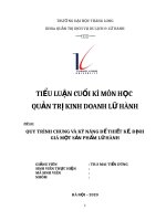 QUY TRÌNH CHUNG VÀ KỸ NĂNG ĐỂ THIẾT KẾ, ĐỊNH GIÁ MỘT SẢN PHẨM LỮ HÀNH