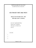 BÀI THI kết THÚC học PHẦN học kỳ 1b năm học 2021   2022 môn học GDTC 1 (7010701)