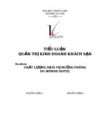 CHẤT LƯỢNG DỊCH VỤ BUỒNG PHÒNG DU MONDE HOTEL