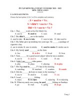 ÔN TẬP KIỂM TRA CUỐI KỲ I  NĂM HỌC 2021 - 2022