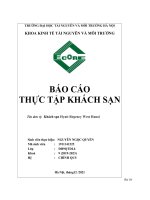 BÁO CÁO THỰC TẬP KHÁCH SẠN Tên đơn vị Khách sạn Hyatt Regency West Hanoi