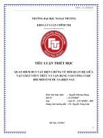 QUAN ĐIỂM DUY VẬT BIỆN CHỨNG VỀ MỐI QUAN HỆ GIỮA VẬT CHẤT VỚI ý THỨC VÀ VẬN DỤNG VÀO CÔNG CUỘC đổi MỚI ở NƯỚC TA HIỆN NAY 