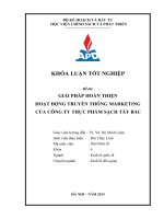 Giải pháp hoàn thiện hoạt động truyền thông marketing của công ty thực phẩm sạch tây bắc  